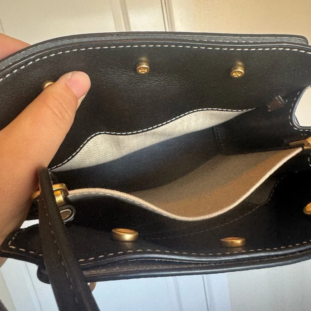 Tory Burch Brown/Black Leather Bag Lee Radiwitz Petite with Gold Hardware - Picture 11 of 16